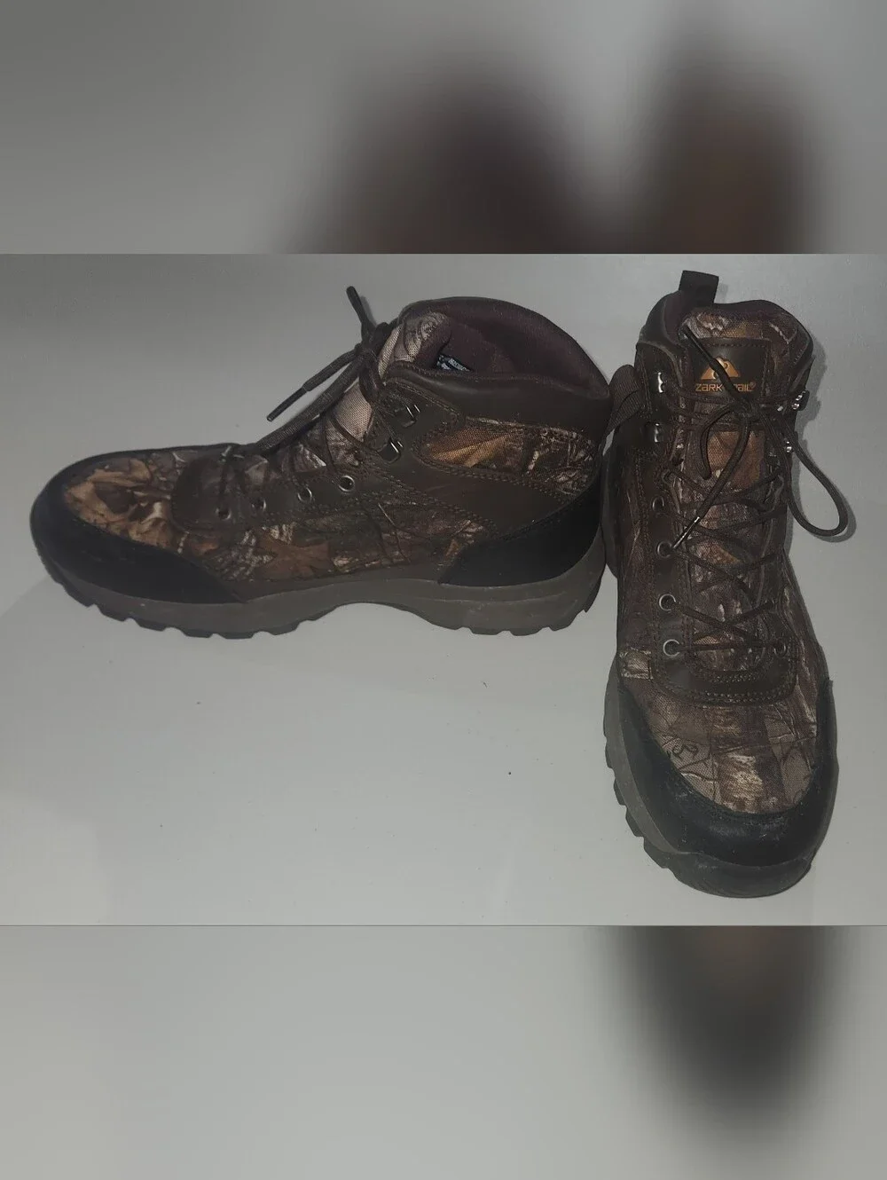 Men's Ozark Trail Bruce Waterproof Brown Camo Hiking Boots Size 11.5
